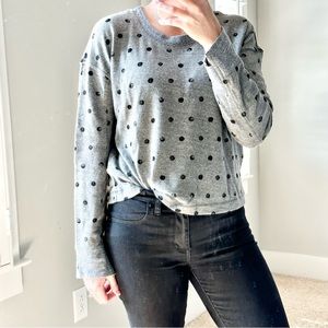 Splendid Gray Black Polkadot Cropped Sweatshirt Size X-Small